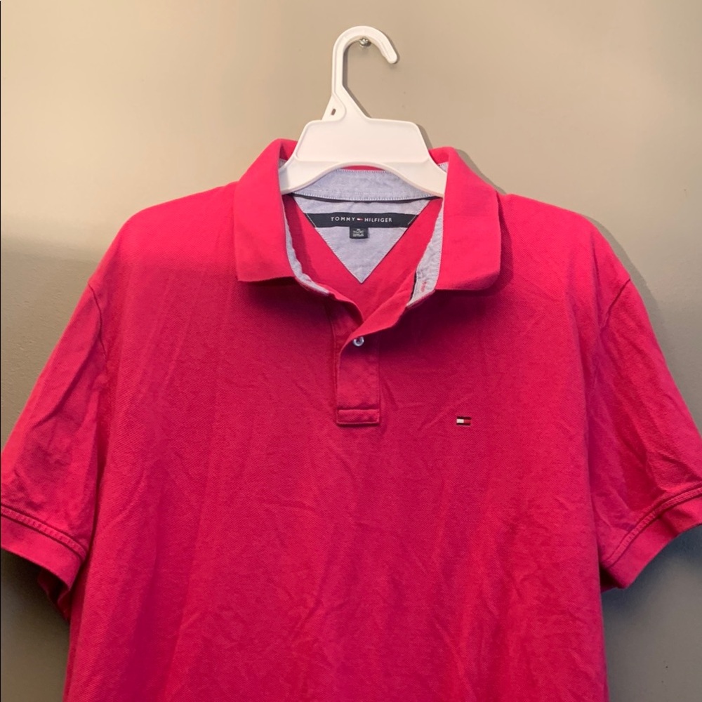 Tommy Hilfiger Pink Polo Shirt Classic Style Men’s XL - Picture 1 of 9